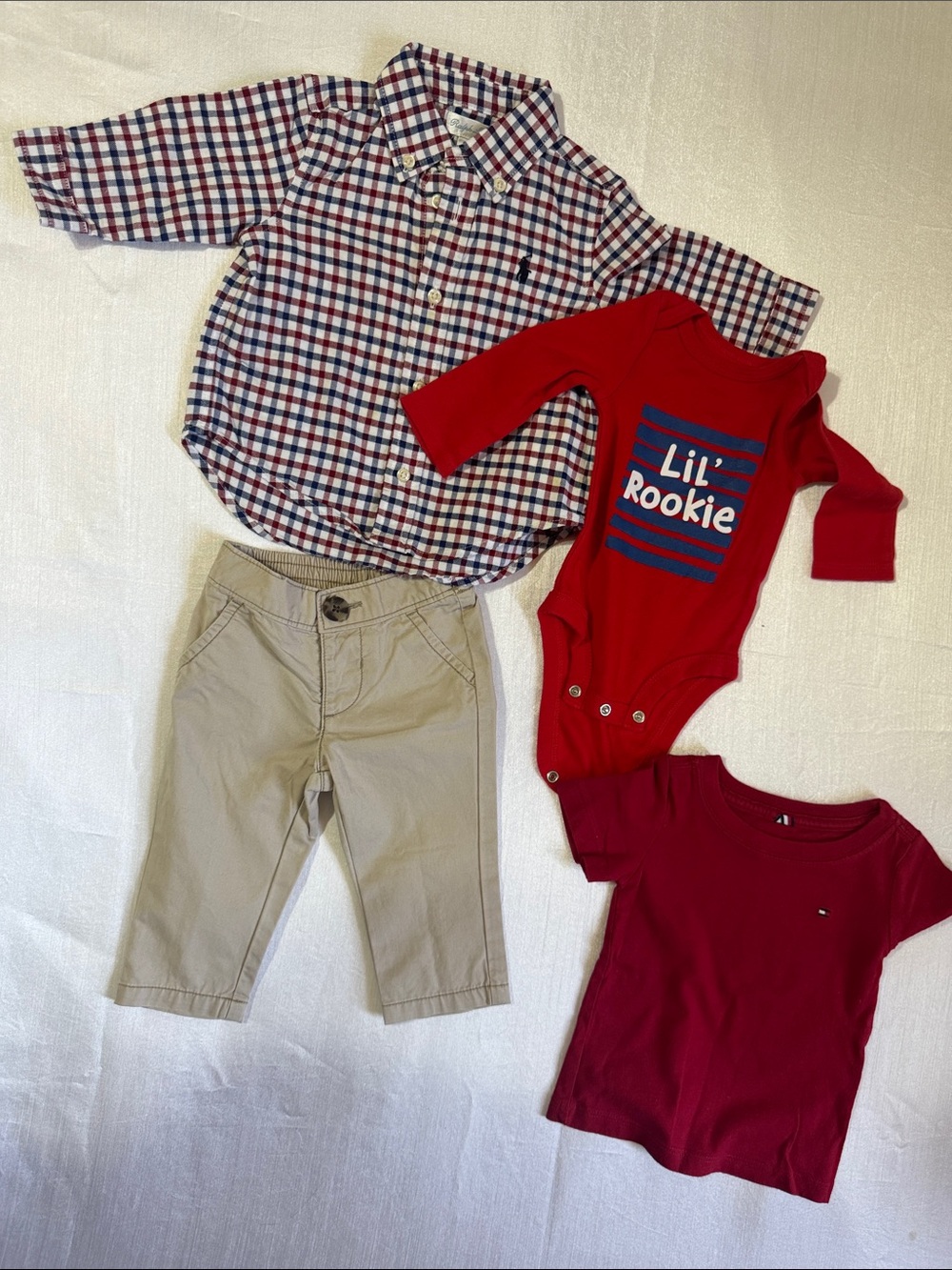 Plaid Button-Up Shirt & 'Lil Rookie' Red Bodysuit Set - Kids Shirts & Tops